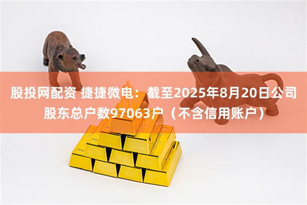 股投网配资 捷捷微电：截至2025年8月20日公司股东总户数97063户（不含信用账户）